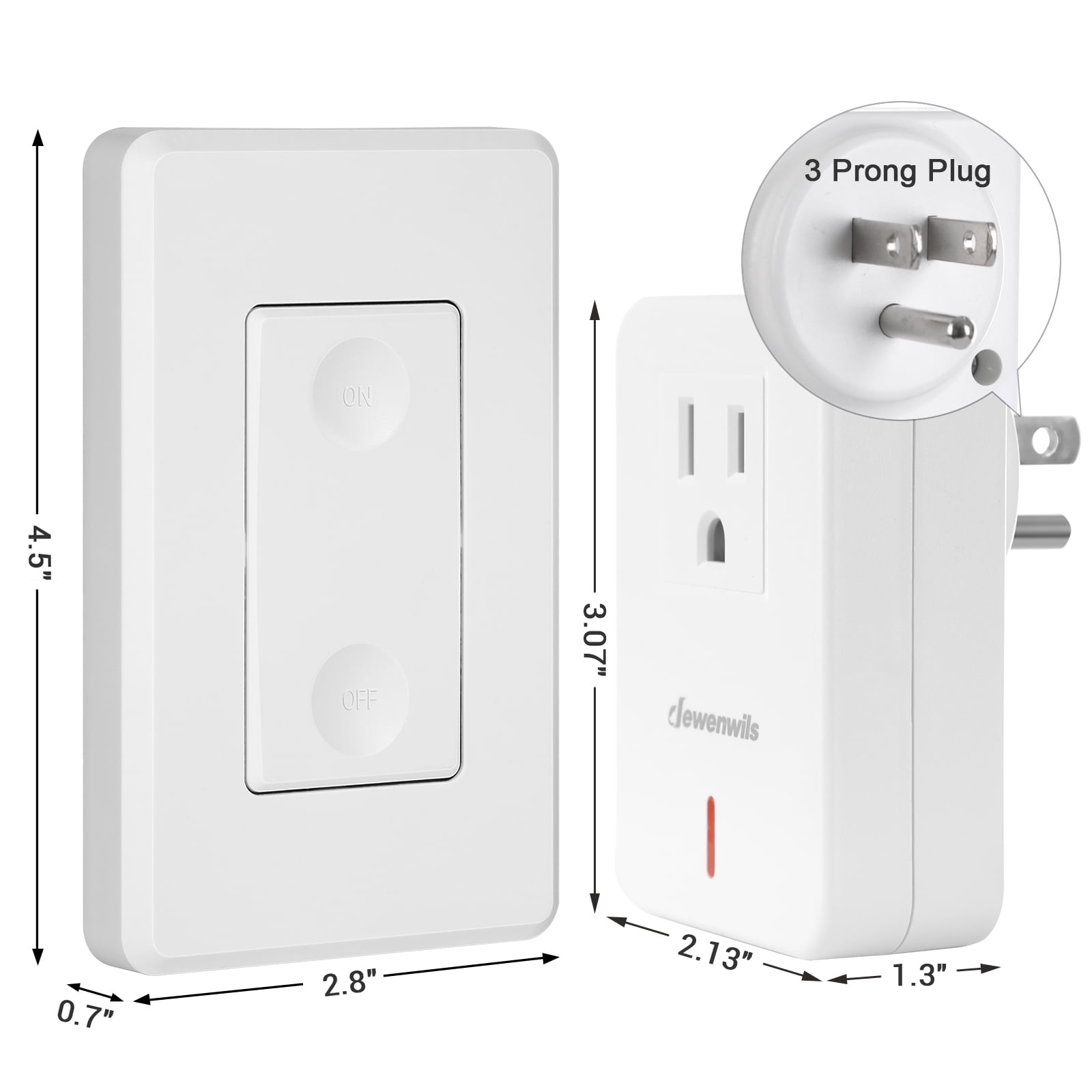 DEWENWILS Remote Control Electrical Outlet, Wireless Remote Light Switch, White