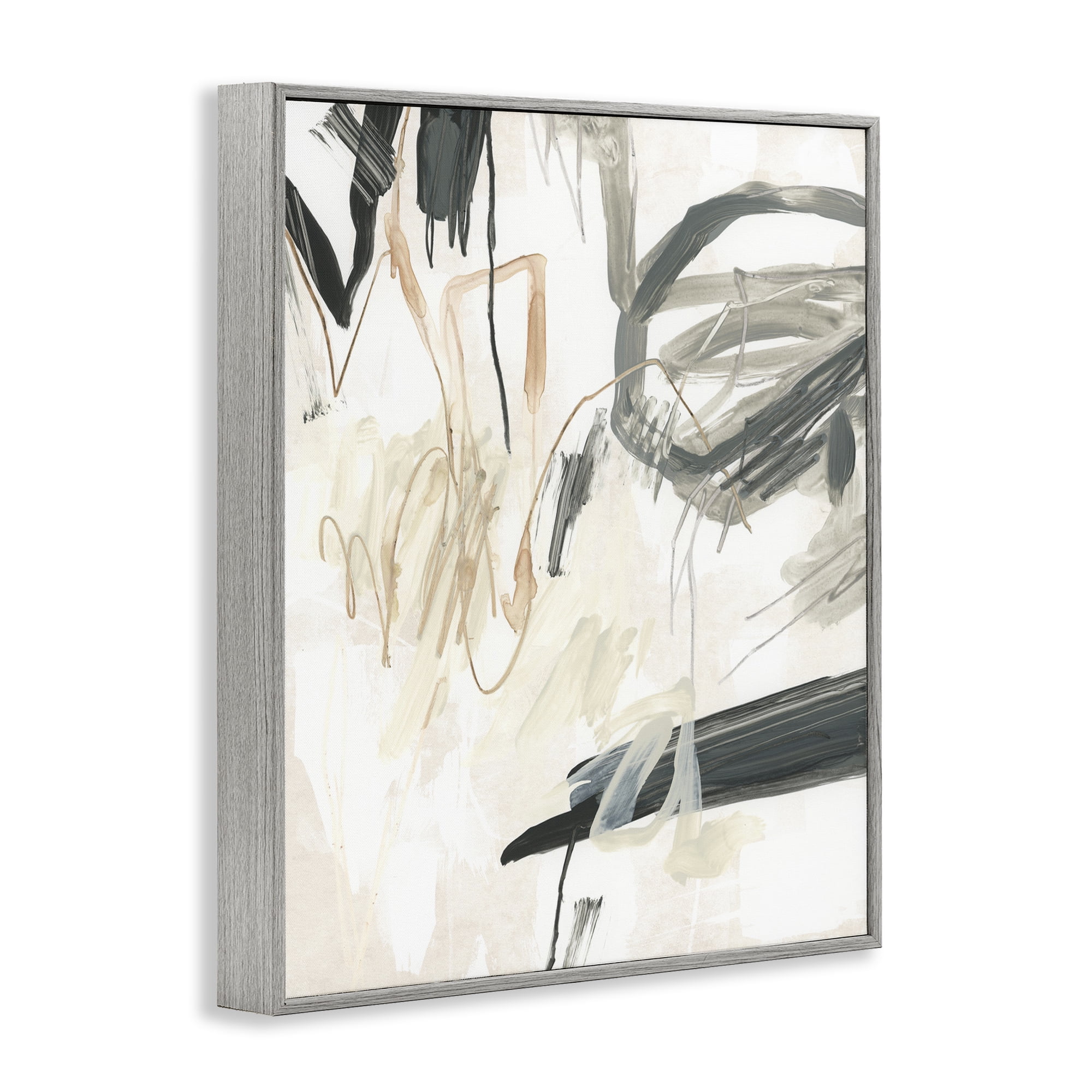 Stupell Industries Scribbled Abstract on Beige Abstract Painting Gray Framed Art Print Wall Art, 16 x 20