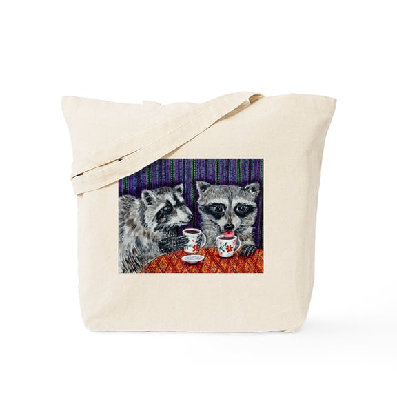 CafePress - Raccoons At The Cafe Tote Bag - Unisex Canvas Tote Bag, Beige, 1-Piece
