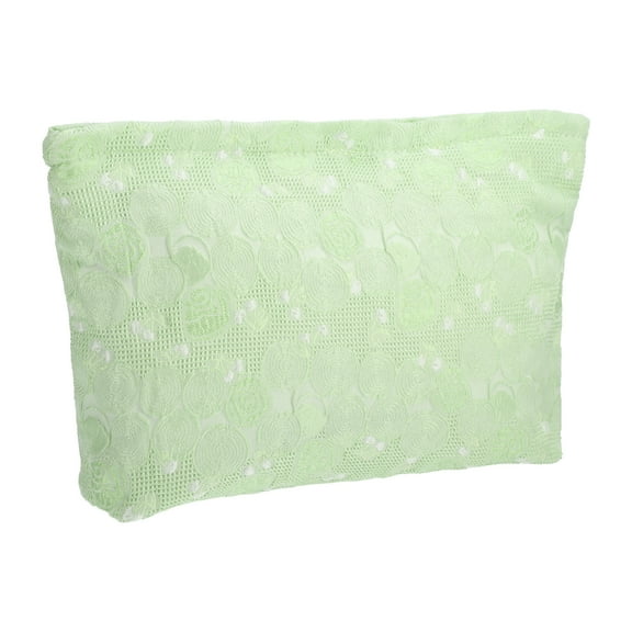 Unique Bargains Flower Pattern Cosmetic Bag Zipper Floral Makeup Bag Women's Canvas Makeup Bag Light Green