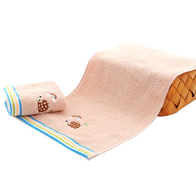 Bath Towel Super Absorbent Soft Cartoon Embroidery Hand Towel Washcloth for Kids