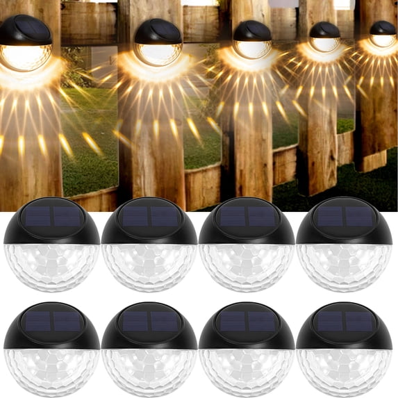 8 Pieces Solar Fence Lights,Outdoor Waterproof Deck Lights,Solar LED Step Stair Light for Outdoor Yard Garden Garage Patio Courtyard Fences Driveway Pathway Decoration
