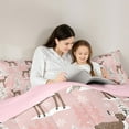 thumbnail image 4 of Manfei Safari Deer Moose Bedding Comforter Set 7 Pieces,Tropical Plant Pine Full Bedding Set,Pink Brown White Fitted Sheet Flat Sheet For Girls,Microfiber Bedroom Decor Reversible, 4 of 8