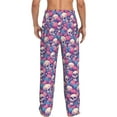 thumbnail image 3 of Uemuo white Skull blue flower Pattern Men's Wide Leg Palazzo Lounge Pants with Pockets Light Weight Loose Comfy Casual Pajama Pants-Medium, 3 of 9
