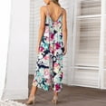 thumbnail image 6 of Dyegold Jumpsuits for Women Casual, Summer Jumpsuit for Women Casual Loose Spaghetti Strap Overalls Floral Print Round Neck Sleeveless Rompers Overalls, 6 of 7