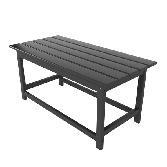 Costaelm Outdoor Poly Plastic Adirondack Coffee Table, Rectangle Patio Coffee Table, Gray