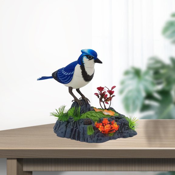 Control de plástico Pájaro Pájaro Hablando Moviendo Chirping Festival Pájaro Perfecto Dormitorio Decoración Decoración Educación Juguete Azul Yotijar Juguetes activados por sonido
