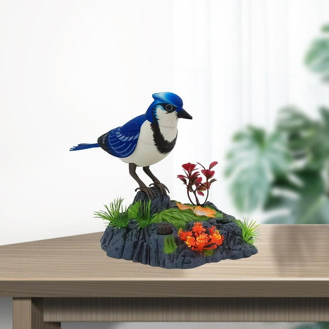 Control de plástico Pájaro Pájaro Hablando Moviendo Chirping Festival Pájaro Perfecto Dormitorio Decoración Decoración Educación Juguete Azul Yotijar Juguetes activados por sonido