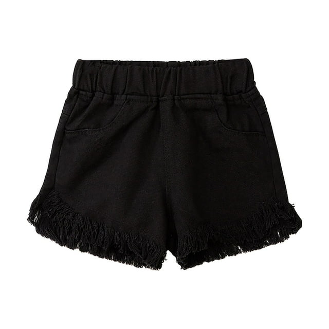 Ketyyh-chn99 Baby Cotton Linen Ruffle Bloomers Girls Shorts Thin Baby Candy Color Middle Large Children Denim Shorts Summer Girls Shorts Children Size for 7-8 Years,Black