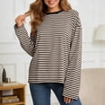 thumbnail image 2 of Womens tshirts long sleeve striped pattern crewneck tee shirts loose fit stylish casual dressy casual business blouse tops, 2 of 4