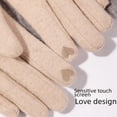 thumbnail image 4 of Guantes de otoño e invierno para mujer, de punto, de lana, de piel de conejo, con boca en la muñeca, forrados con vellón, gruesos y cálidos, con pantalla táctil, guantes de cachemira, 4 of 5