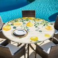 thumbnail image 6 of Watercolor Lemon Round Tablecloth, Fitted Table Cover with Elastic for 36"-44" Round Tables, Eucalyptus Leaf Fruit Yellow Flower Table Cloth Outdoor Indoor Dinning Party Waterproof Tablecloths, 6 of 7