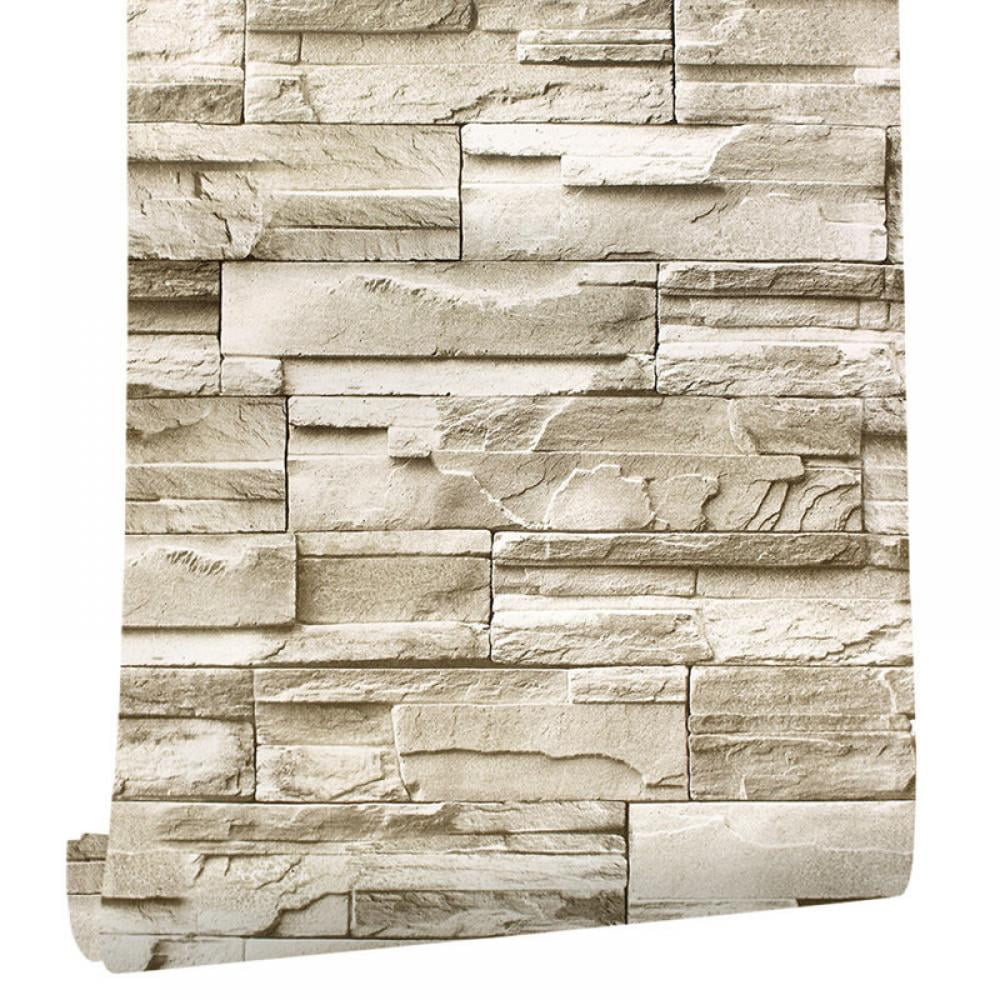 1.5x19.7ft / Roll Beige Brick 3D Wall Panels Peel and Stick Waterproof PVC Wallpaper for Living Room Bedroom Background Wall Decoration