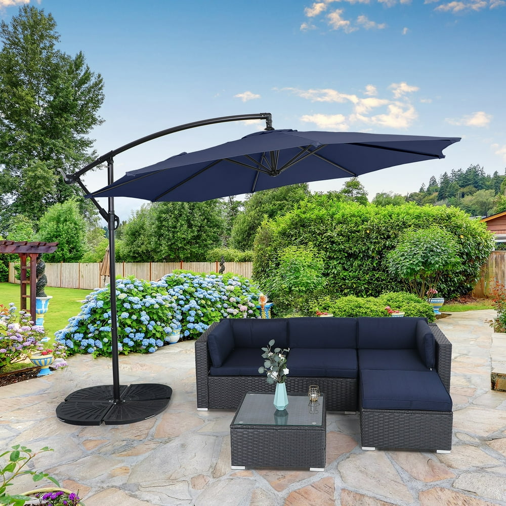 MF Studio 10ft Patio Offset Cantilever Umbrellas with 8 Steel Ribs and