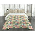 thumbnail image 3 of Ambesonne Palm Tree Quilted Bedspread Set 3 Pcs, Grunge Brazil Leaves, Queen Size, Blue Coral Pale Yellow, 3 of 5