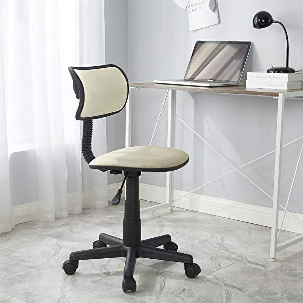 Urban Shop Crushed Velvet Swivel Chair with Gas Pump, Ivory