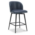 thumbnail image 2 of CHITA 27" Swivel Upholstered Counter Bar Stools set of 3 with Back & Metal Legs, Faux Leather in Navy Blue, 2 of 10