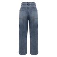 thumbnail image 4 of Women's High Waisted Wide Leg Jeans, Retro Style Slimming Denim Pants with Cargo Pockets, Casual Loose Fit Stretch Jeans for Daily Wear, Comfortable Cotton Blend Vintage Inspired Jeans Dark Blue, 4 of 7