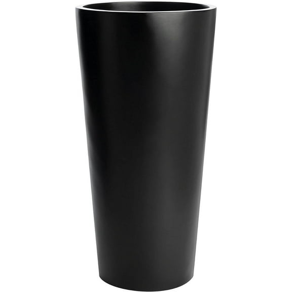 Sonoma Tall Round Cylinder Fiberglass Planter, Black, 13 Inch