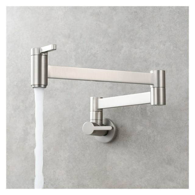 Brass Kitchen Faucet Wall Mount Pot Filler Faucet 360 Rotatable Folding Lengthened With Double Joint Swing Arms Cold Water Tap ,bar Laundry RV Farmhouse