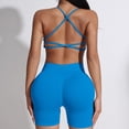 thumbnail image 4 of Hessimy Workout Sets for Women 2 Piece - Seamless Yoga Outfits Shorts and Padded Sports Bra Gym Athletic Clothing Set(Blue,XS), 4 of 5