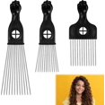 thumbnail image 1 of Peine afro de metal de 3 piezas, peine afro de diferentes longitudes, peine de peluquería, cepillo para cabello afro para hombres y mujeres, para desenredar, 1 of 5