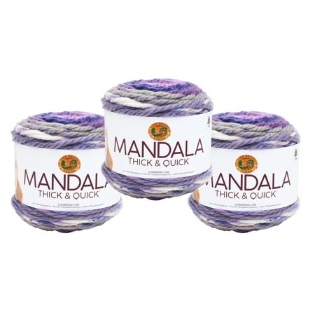 UPC: 0842093119685 | Lion Brand Yarn Mandala Thick & Quick Tentacle Self-Striping Super Bulky Acrylic Multi-Color Yarn 3 Pack