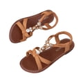 thumbnail image 4 of Eltusu Women's Flat Sandals, Fashion Soft Bottom Ankle Strap Open Toe Summer Shoes Khaki Size 6, 4 of 8