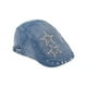 thumbnail image 1 of Gorra plana de mezclilla para mujer con brillantes parches de estrellas, 1 of 2