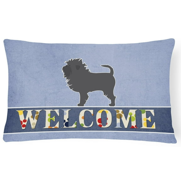 Carolines Treasures BB5552PW1216 Affenpinscher Welcome Canvas Fabric Decorative Pillow, 12H x16W, multicolor