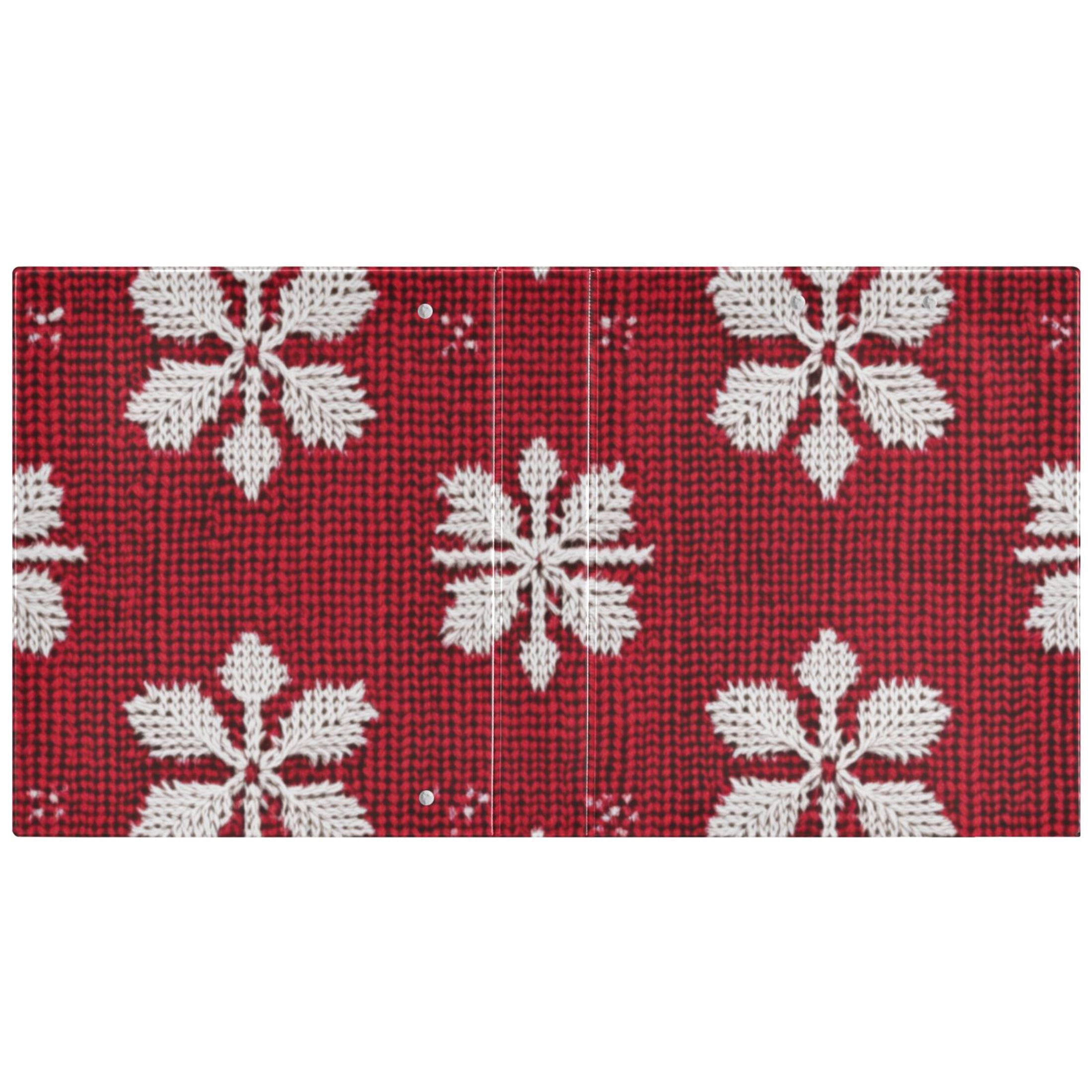 Christmas Sweater Snowflakes 3 Ring Binders 1.5 inch Hardcover File Folders with Interior Pockets A4 Size Organizer for School Office Hospital