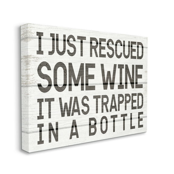 Stupell Industries Wine Trapped in Bottle Phrase Funny Drinking Humor Canvas Wall Art, 36 x 48, Design by Daphne Polselli