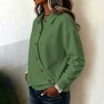 thumbnail image 5 of Hurxie Women's Solid Color Sports Casual Loose Button Lapel Hoodless Sweatshirt Top Green,L, 5 of 7