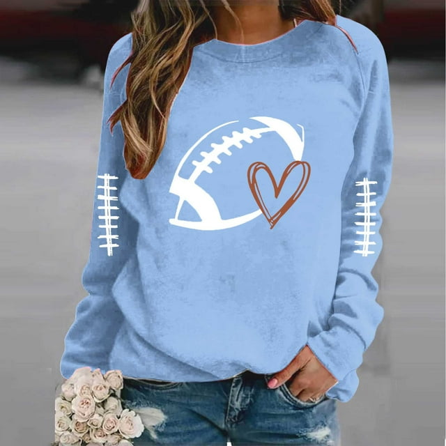 DPTALR Women's Breast Printed Round Neck Long Sleeve Top Sweater
