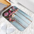 thumbnail image 6 of 1pc Flowers on Blue Wooden Absorbent Non-Slip Bathroom Thickened Flannel Rug Decor,Soft,Quick Drying,Suitable For Indoor/outdoor Use,Bathrooms,Bedrooms,Kitchens,Terrace,Laundry Rooms,16"x24", 6 of 9