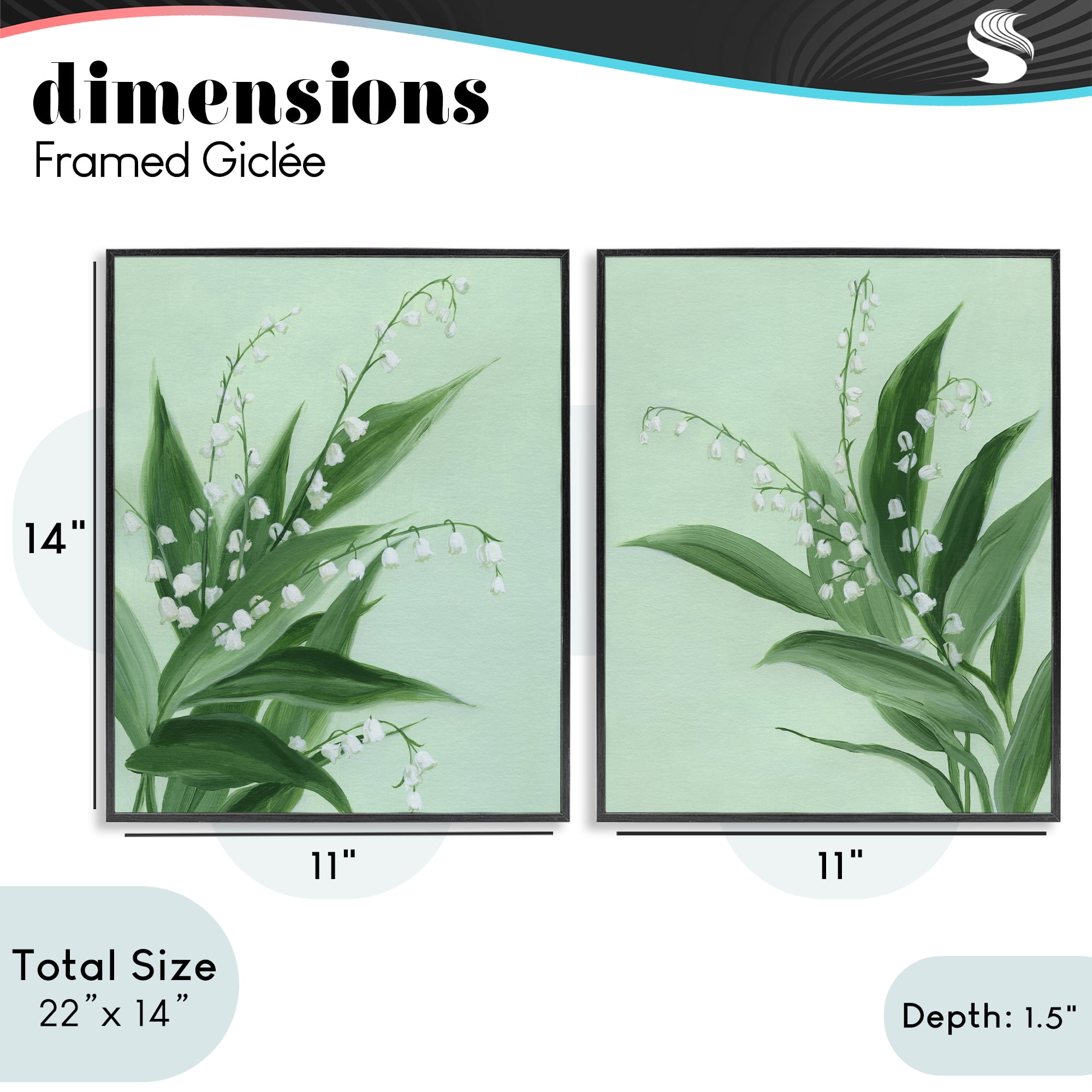 Stupell Industries Blooming Lily of Valley 2 Piece Black Framed Giclee Art Set, design by Grace Popp