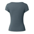 thumbnail image 5 of NJGRAE Black Tops for Women Women’S Slub Knit T-Shirts Women's Summer Top Solid Color Versatile Fashion Short Sleeved Top Women’S Ruffle Sleeve Tops L, 5 of 5
