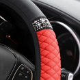 thumbnail image 7 of Designer Rhinestone Car Steering Wheel Cover for Women, 15 Inch Sparkly Steering Wheel Protector with Crystal Diamonds, Soft Leather Non-Slip Grip for Most Cars Red, 7 of 7
