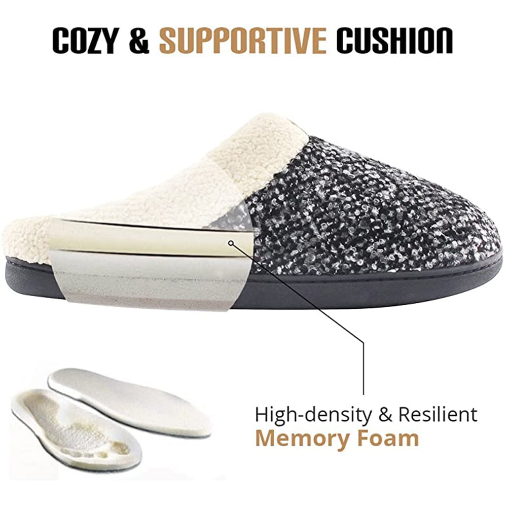 Black memory foam slippers hot sale
