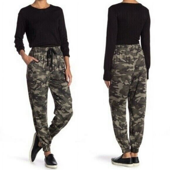 Know One Cares Women's Drawstring Waist Pant Joggers In Multicolor Camouflage XL