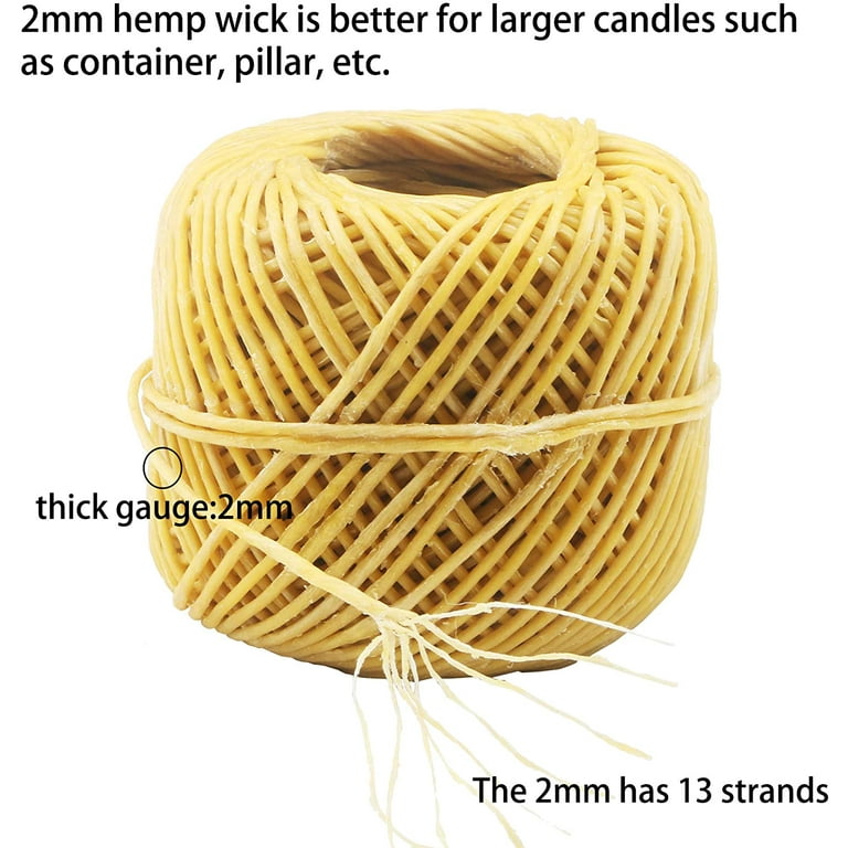  MILIVIXAY 100% Organic Hemp Candle Wick with Natural Beeswax  Coating, 200 FT Spool, Standard Size (1.0mm)+ Wick Sustainer Tabs (200PCS).  : Health & Household