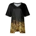 thumbnail image 4 of IYYVV Plus Size Shirts For Women 4X-5X Tops Trendy Summer Vneck Tie Dye T Shirts Short Sleeve Womens Tunic Tops Dressy Casual Vintage Clothes Fall Fashion 2024 Black 4XL, 4 of 7