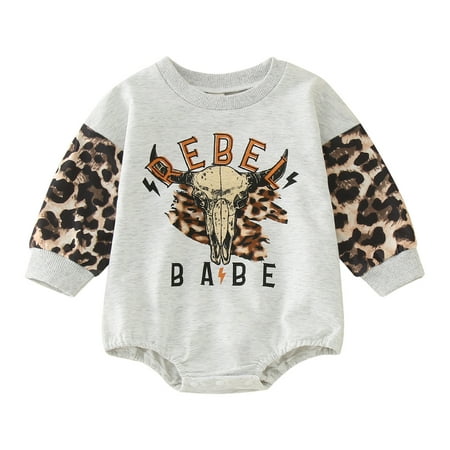 

Baby Unisex Cotton Leopard Autumn Long Sleeve Romper Bodysuit Sweatshirt Clothes