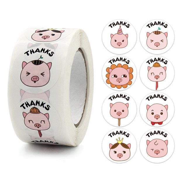 CAROOTU Kids Cartoon Animal Sticker Roll 500-Count Stickers Round Teacher Encouragement