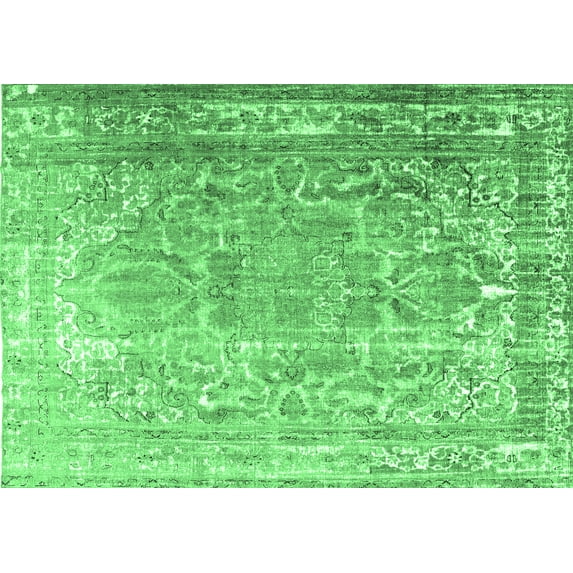 Ahgly Company Indoor Rectangle Persian Emerald Green Traditional Area Rugs, 6' x 9'