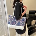 thumbnail image 4 of Bolsa De Hombro Bolso de mano para mujer, bolso de hombro tejido de tela PU, bolsos grandes de retazos (blanco) Ehuebsd Para Estrenar, 4 of 8