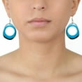 thumbnail image 2 of Slices Tagua Earrings Blue Handmade Fair Trade, 2 of 2
