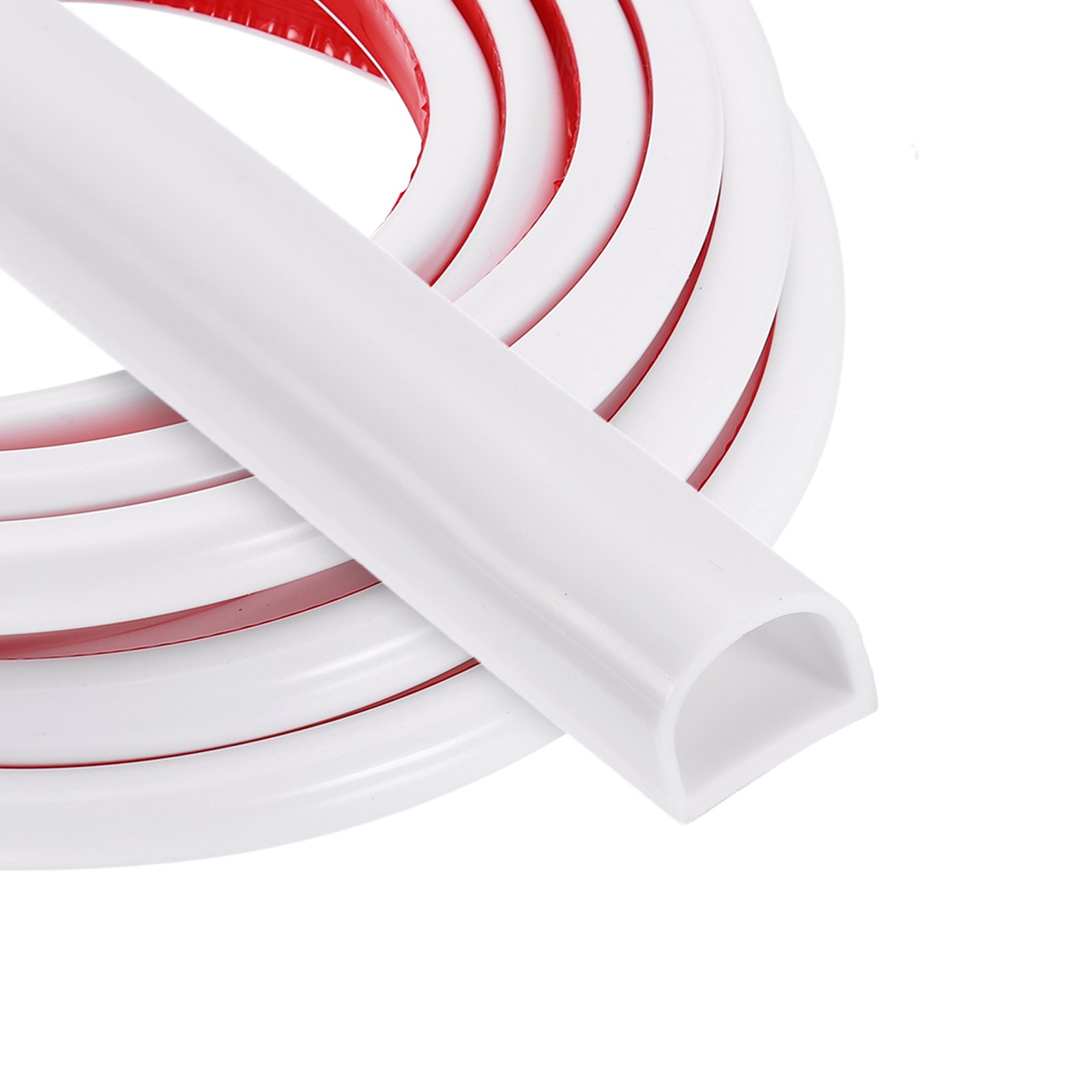Uxcell 16.4FT Silicone D Shape Weather Stripping 2Pcs Self Adhesive Doors Seals White