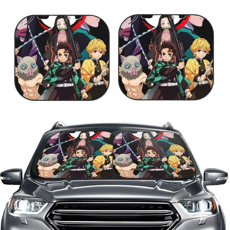 Demon Slayer Anime Windshield Sun Shades Foldable Automotive Car Front Window Sunshade UV Rays Sun Visor Protector Sunshade Accessories