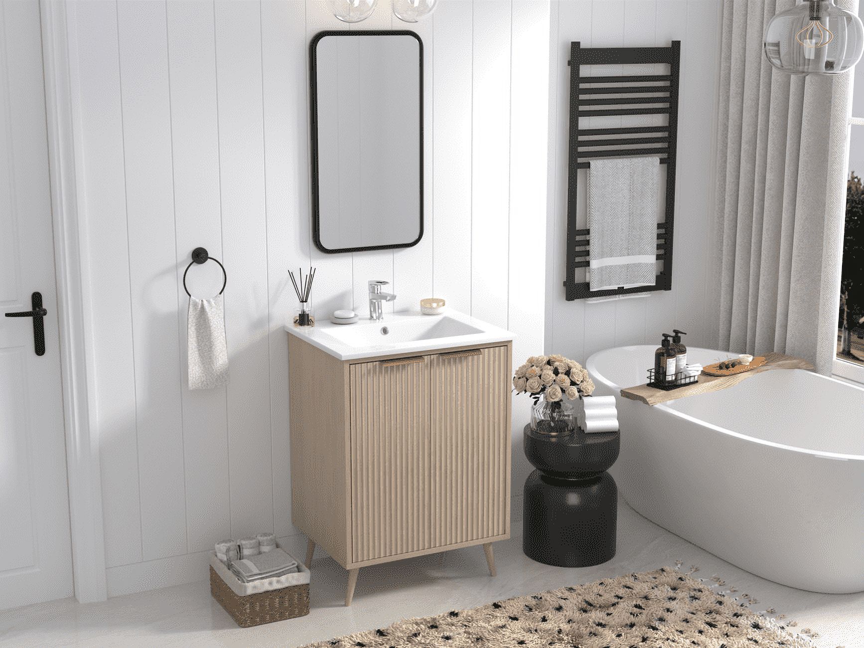 Tennant Brand 24" Light Wood Bathroom Vanity with Integrated Sink Top